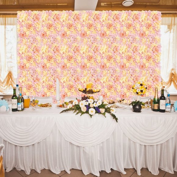 2 Packs Silk Flower Wall Panels Wedding Home Decor Backdrop 16"x24" - Picture 3 of 8